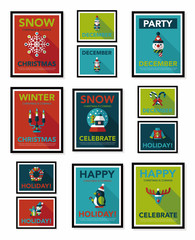 Christmas poster flat banner design flat background set, eps10