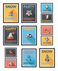 Christmas poster flat banner design flat background set, eps10
