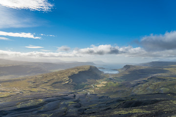 Aerial view of wild Icelandic landscape.