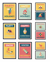 Fototapeta premium Christmas poster flat banner design flat background set, eps10
