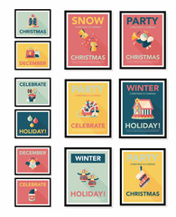 Christmas poster flat banner design flat background set, eps10