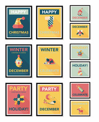 Christmas poster flat banner design flat background set, eps10