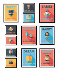 Baby poster flat banner design flat background set, eps10