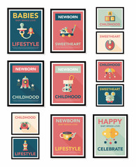 Baby poster flat banner design flat background set, eps10