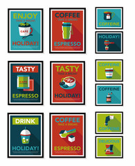 Coffee poster flat banner design flat background set, eps10