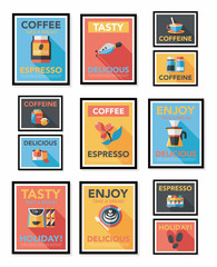 Coffee poster flat banner design flat background set, eps10