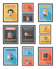 Coffee poster flat banner design flat background set, eps10