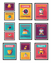 Coffee poster flat banner design flat background set, eps10