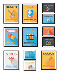 Hospital poster banner design flat background set, eps10