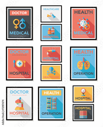 Hospital Poster Banner Design Flat Background Set Eps10 Stock