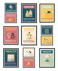 Hospital poster banner design flat background set, eps10