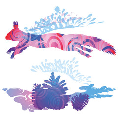 Obraz premium Schattenklecks Eichhörnchen mit Nuss