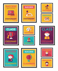 School poster flat banner design flat background set, eps10