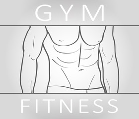 Muscular body of sexy athlete. Vector illustration about sports,
