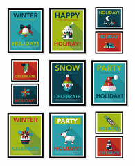 Christmas poster flat banner design flat background set, eps10