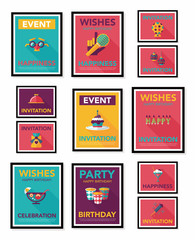 Birthday poster flat banner design flat background set, eps10
