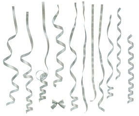 silver ribbons with clipping paths