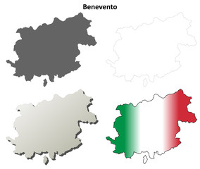 Benevento blank detailed outline map set