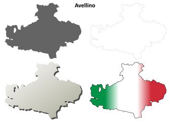 Avellino blank detailed outline map set