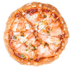 Salmon Pizza (isolated on white)