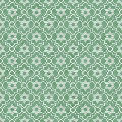 Green and White Star of David Repeat Pattern Background