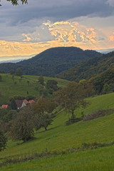 rural german landscape in sunset