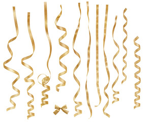 golden ribbons with clipping paths