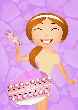 Girl wtih birth control pills