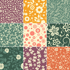 Collection of retro floral patterns