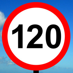 120 kpm speed limit road traffic sign.