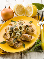meat stew with sage onion and lemon