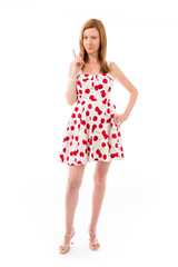 model isolated on plain background nagging scolding with finger