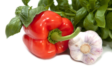 poivron et basilic frais