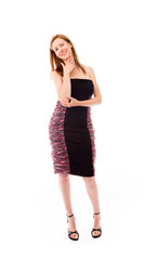 Fototapeta premium model isolated on plain background thinking