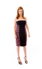 model isolated on plain background upset angry worried