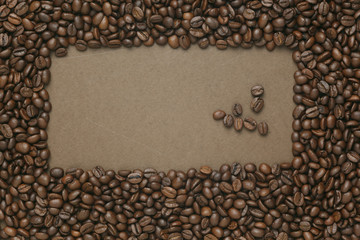 Caffe edition, coffee beans on old brown paper