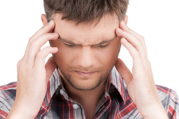 Fototapeta premium man having headache on white background