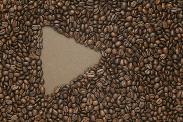 Caffe edition, coffee beans on old brown paper