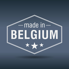 made in Belgium hexagonal white vintage label