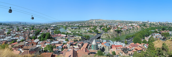 Fototapeta premium Wide panorama of Tbilisi from Narikala Fortress, Georgia