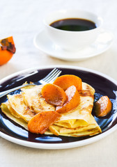 Crepe with sauteed persimmon