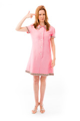 model isolated on plain background hand gesture gun