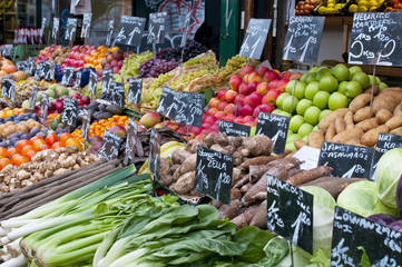 Fresh fruit and vegetables on market
