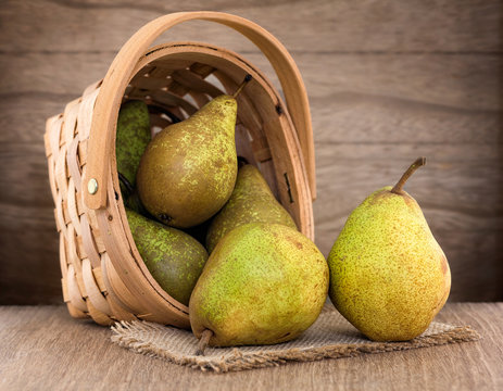 Pears on wood table