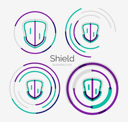 Thin line neat design logo, shield icon set