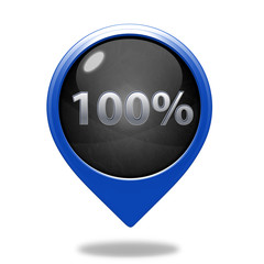 Hundred percent pointer icon on white background