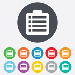 Checklist sign icon. Control list symbol.