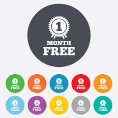 First month free sign icon. Special offer symbol