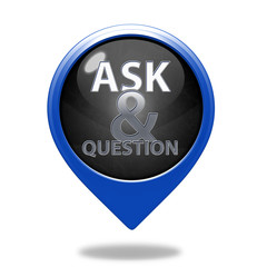 Q&A  pointer icon on white background