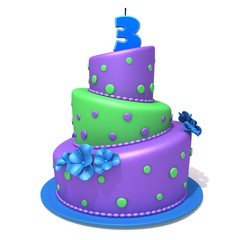 Birthday cake with number three